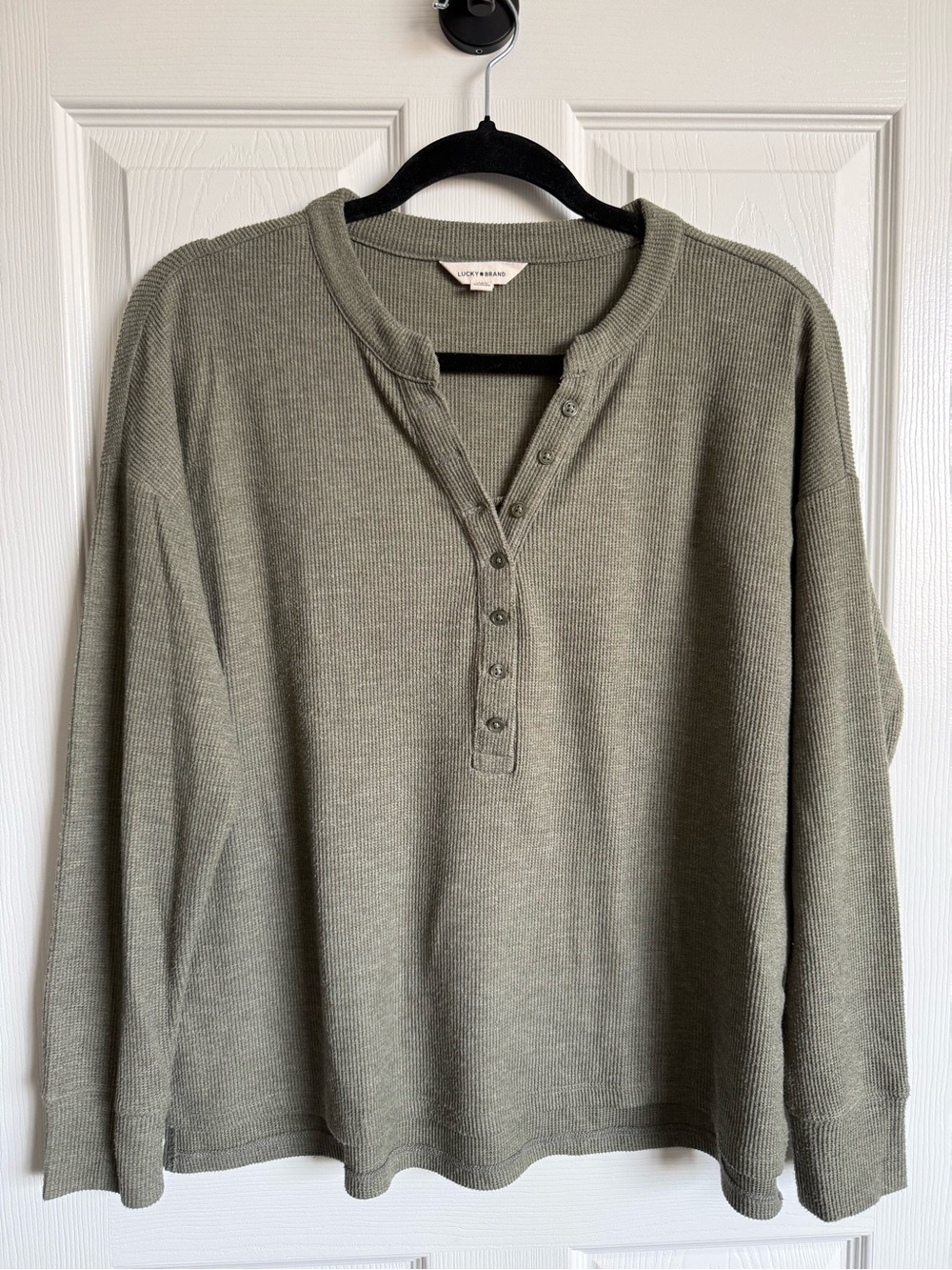 LUCKY BRAND GREEN WAFFLE LONG SLEEVE